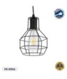 GLOBOSTAR® CAGE 01017 Vintage Κρεμαστό Φωτιστικό Οροφής με Ντουί 1 x E27 AC 220-240V IP20 - Μαύρο - Μ15 x Π15 x Υ20cm